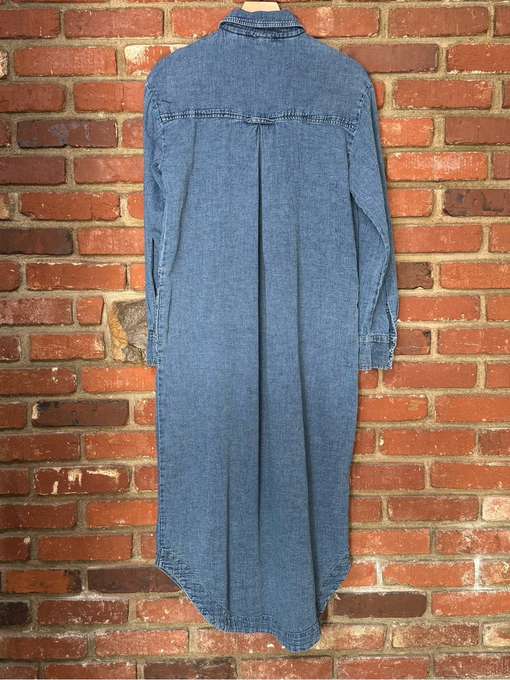 Anthropologie Pilcro Denim Long-Sleeve Buttondown Dress Size Small Blue Midi - Picture 2 of 12